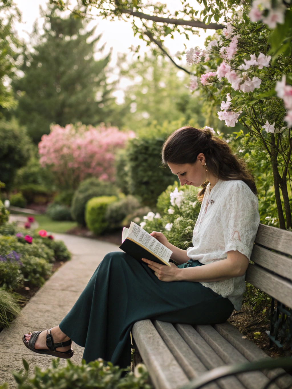 Niña pequeña leyendo la biblia infantil con atención