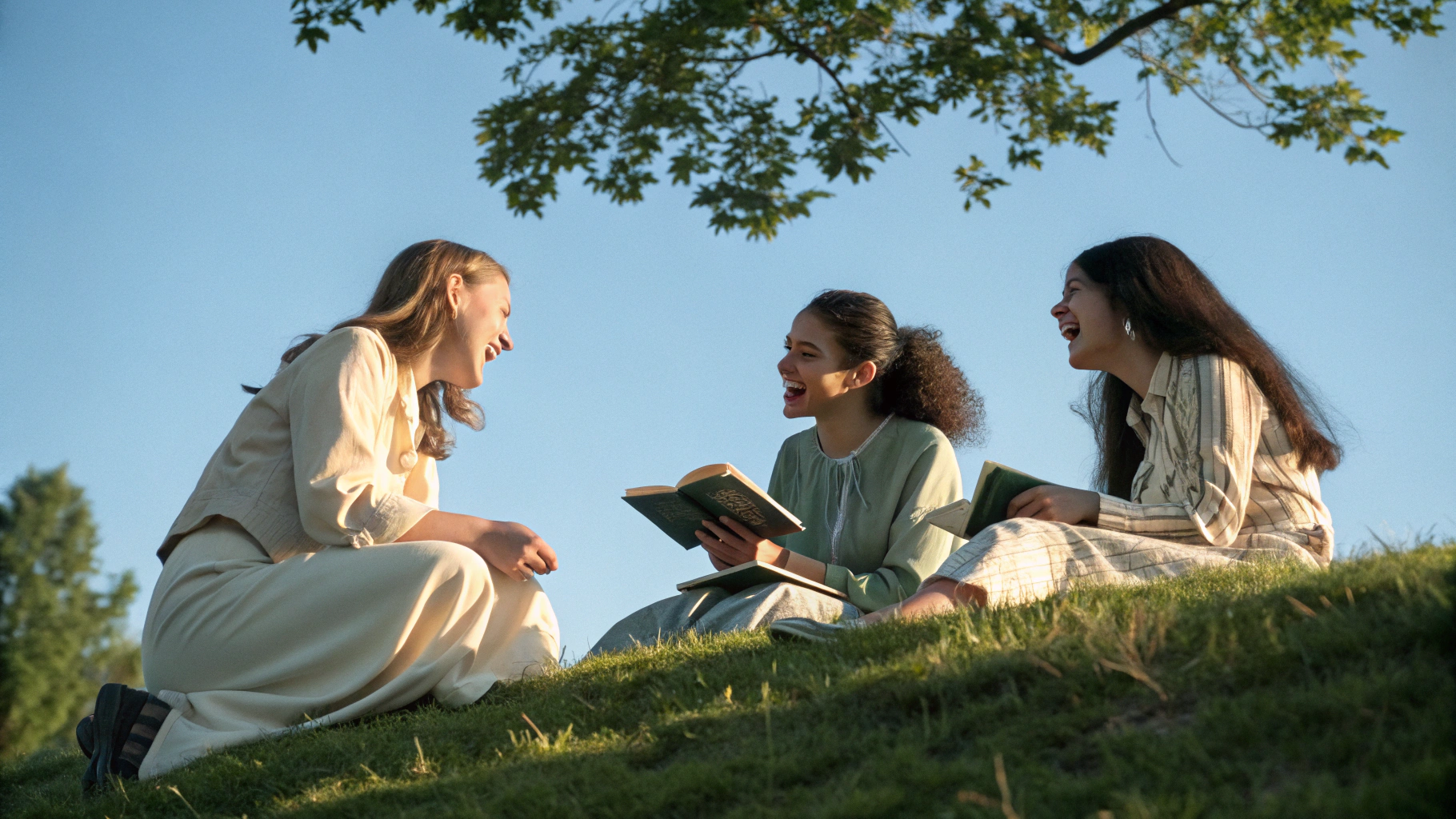 Two women embracing outdoors in compassionate community