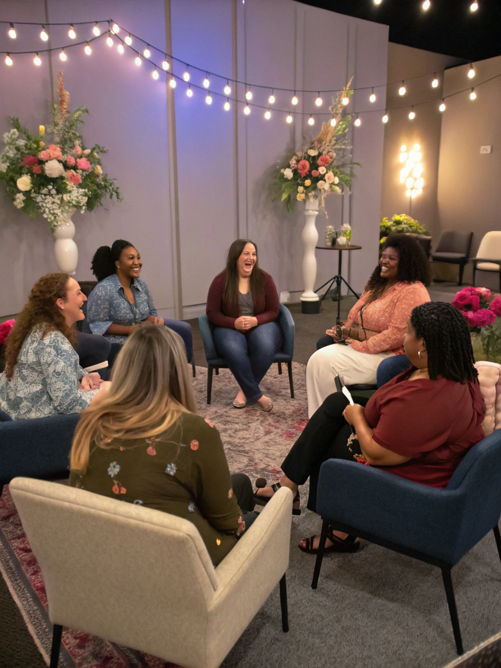 Mujeres sonriendo y compartiendo en comunidad